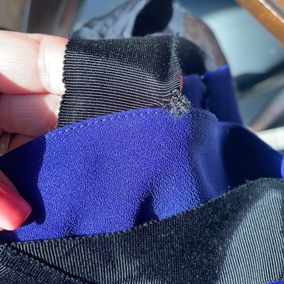 BANANA REPUBLIC TANK DRESS. Petite 4. Tiered hemline, square neck, purple w/blk - Picture 14 of 14